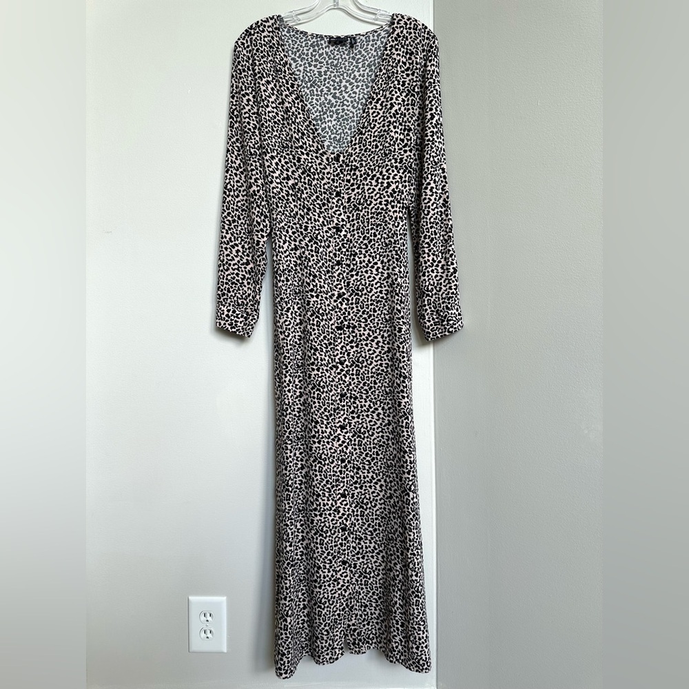 ASOS Maternity Leopard Print Button Front Maxi Dress Long Sleeve Cheetah